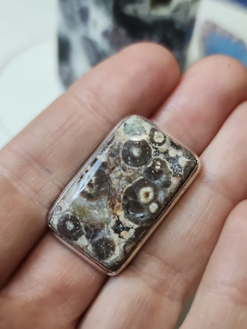 Handcrafted Brown and Cream Jasper Statement Ring